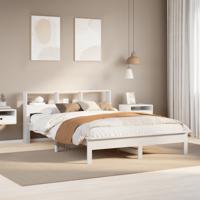 Bedframe zonder matras massief grenenhout wit 140x190 cm