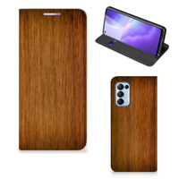 OPPO Find X3 Lite Book Wallet Case Donker Hout - thumbnail