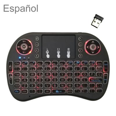 Ondersteuning taal: Spaans i8 Air Mouse draadloze achtergrondverlichting toetsenbord met touchpad voor Android TV Box & Smart TV & PC Tablet & Xbox360