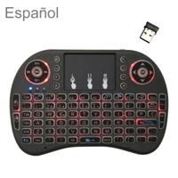 Ondersteuning taal: Spaans i8 Air Mouse draadloze achtergrondverlichting toetsenbord met touchpad voor Android TV Box & Smart TV & PC Tablet & Xbox360