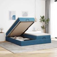 Ottoman bed met matrassen 160x200cm fluweel donkerblauw