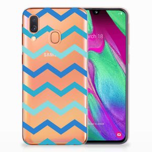 Samsung Galaxy A40 TPU bumper Zigzag Blauw