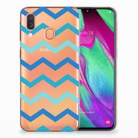 Samsung Galaxy A40 TPU bumper Zigzag Blauw - thumbnail