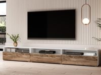 Tv-meubel BABEL II 3 deuren 3 wit/walnoot zonder salontafel - thumbnail