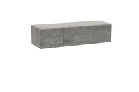 Storke Edge zwevend badmeubel 150 x 52 cm beton donkergrijs met Tavola enkel of dubbel wastafelblad in mat wit/zwart terrazzo