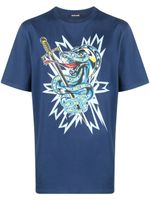 Roberto Cavalli t-shirt en coton à imprimé graphique - Bleu - thumbnail