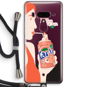 Peach please!: HTC U12+ Transparant Hoesje met koord