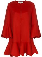 Valentino Garavani manteau volanté à design sans col - Rouge