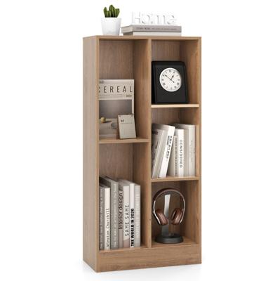 Boekenkast met 5 Vakken Staand Rek Kubusrek Kantoorplank Opbergrek voor Woonkamer Slaapkamer Werkkamer Kantoor Wit/Natuurlijk