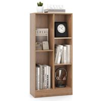 Boekenkast met 5 Vakken Staand Rek Kubusrek Kantoorplank Opbergrek voor Woonkamer Slaapkamer Werkkamer Kantoor Wit/Natuurlijk