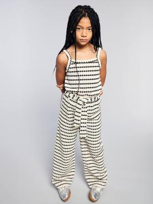 Wijde sweater met fantasie breisel voor meisjes JONEN zwart, gestreept