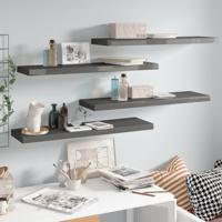 Wandschappen zwevend 4 st 90x23,5x3,8 cm MDF hoogglans grijs Wandschappen zwevend 4 st 90x23,5x3,8 cm MDF hoogglans grijs