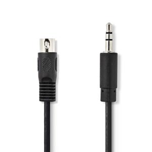 Nedis DIN-Audiokabel | DIN 5-Pins Male | 3,5 mm Male | Vernikkeld | 2.00 m | Rond | PVC | Zwart | Label - CAGL20100BK20