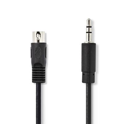 Nedis DIN-Audiokabel | DIN 5-Pins Male | 3,5 mm Male | Vernikkeld | 2.00 m | Rond | PVC | Zwart | Label - CAGL20100BK20