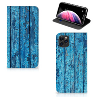 Apple iPhone 11 Pro Max Book Wallet Case Wood Blue - thumbnail