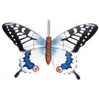 Tuindecoratie vlinder van metaal zwart/blauw 48 cm - thumbnail