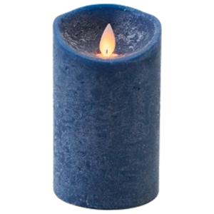 Led kaars/stompkaars - donkerblauw - H12,5 x D7,5 cm - wax - warm wit licht - bewegende vlam