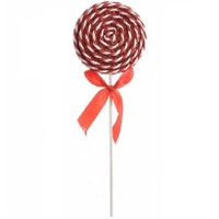 1x Hang kerstdecoratie foam lolly glitter rood/wit 28 cm type 2 - thumbnail