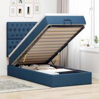 Ottoman bed met matras en LED's 90x190cm stof blauw
