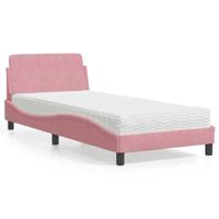 Bed met matras "Dover" fluweel roze 80x200 cm