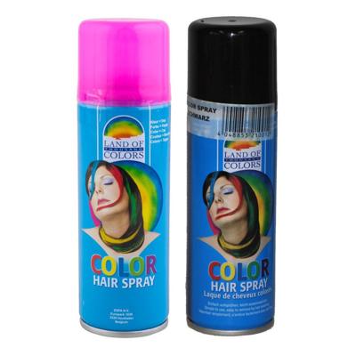 Set van 2x kleuren haarverf/haarspray - van 111 ml - Zwart en Fluor Roze - Carnaval verkleed spullen