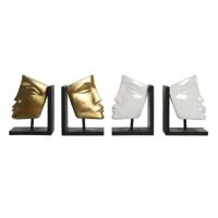 Bokstöd DKD Home Decor Wit Gouden Hars Modern Gezicht 30,5 x 10 x 22 cm (2 Stuks)