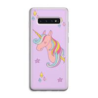 Roze eenhoorn: Samsung Galaxy S10 4G Transparant Hoesje - thumbnail