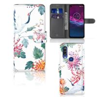 Motorola One Action | Telefoonhoesje | Met pasjeshouder | Bird Flowers