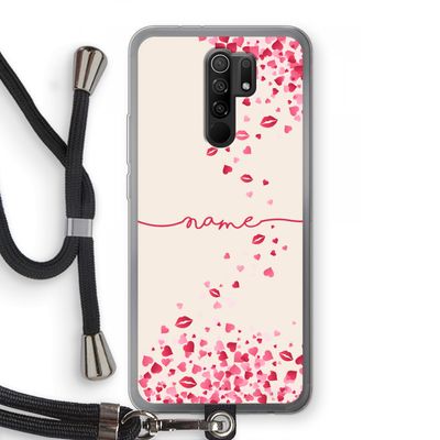 Hartjes en kusjes: Xiaomi Redmi 9 Transparant Hoesje met koord