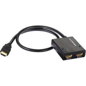 Inakustik 3247012 2 poorten HDMI-splitter Met ingebouwde repeater 1920 x 1440 Pixel Zwart