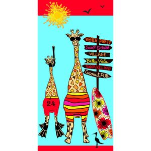Strandlaken/badlaken giraffe print 70 x 140 cm   -