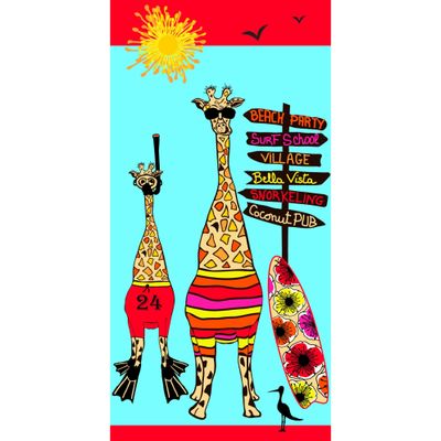 Strandlaken/badlaken giraffe print 70 x 140 cm