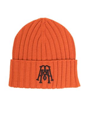 Paolo Pecora Kids bonnet nervuré à logo brodé - Orange