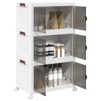 VidaXL Opbergbox stapelbaar met wielen 3-laags 75 l 64x39,5x110,5 cm