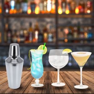 Cocktailglazen set - 12x stuks - 3 soorten - incl. cocktailshaker - RVS - 500 ml