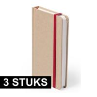 A6 schrift harde kaft - 3x - rood elastiekje - notitieboekje - opschrijfboekje - 100 blanco paginas