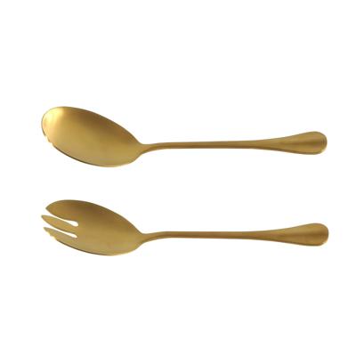 Sla bestek/couvert - goud - 21,5 cm - 2-delig - RVS - slabestek - sla lepels