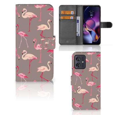 Motorola Moto G54 | Telefoonhoesje | Met pasjeshouder | Flamingo