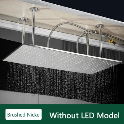 LED Regendouchekop met Temperatuurgevoelige Kleuren - Plafondmontage | 4 Installatiearmen | Vierkant | Chroom / Zwart / Geborsteld Nikkel