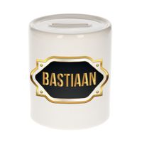 Naam cadeau spaarpot Bastiaan met gouden embleem   - - thumbnail