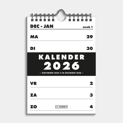 A5 Spiraalkalender 2026 Zwart