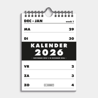 A5 Spiraalkalender 2026 Zwart