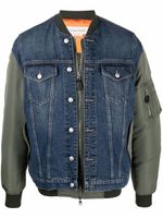 Alexander McQueen veste bomber à empiècements en jean - Bleu - thumbnail