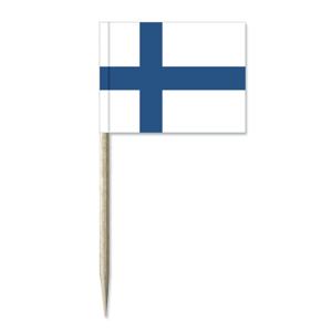 50x Cocktailprikkers Finland 8 cm vlaggetje landen decoratie