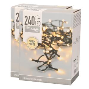 Kerstverlichting - 2x st - LED - warm - wit - 240 lampjes - 21 meter - lichtsnoeren