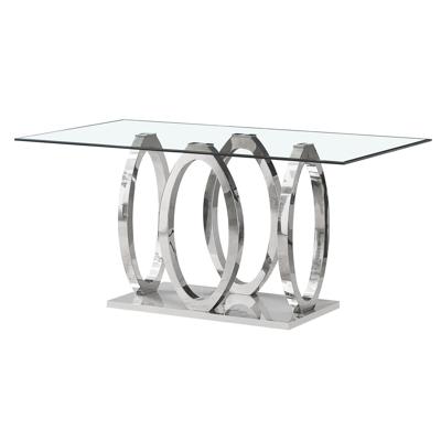 Eettafel Home ESPRIT Staal Gehard glas 160 x 90 x 76 cm