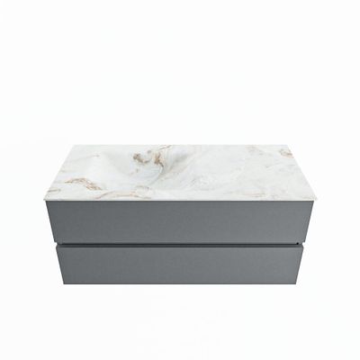 MONDIAZ VICA-DLUX 110cm badmeubel onderkast Plata 2 lades. Inbouw wastafel CLOUD links 1 kraangat, kleur Frappe.