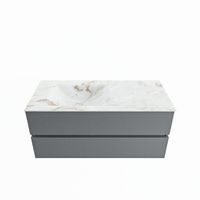MONDIAZ VICA-DLUX 110cm badmeubel onderkast Plata 2 lades. Inbouw wastafel CLOUD links 1 kraangat, kleur Frappe.