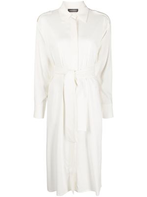 Lorena Antoniazzi robe-chemise longue à taille nouée - Blanc