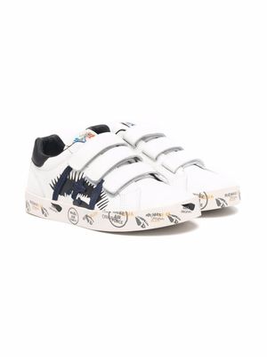 Premiata Kids baskets à imprimé graphique - Blanc